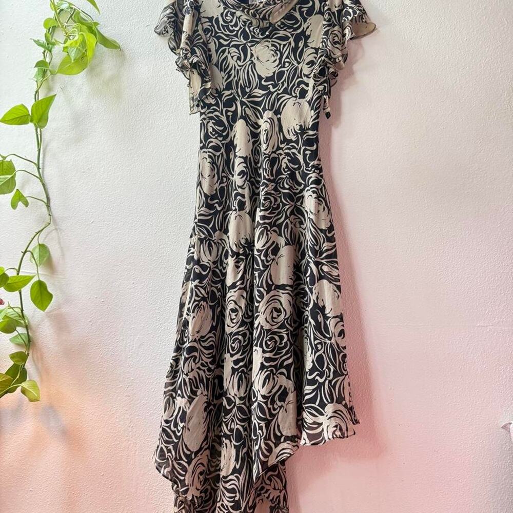 Vintage black and beige floral